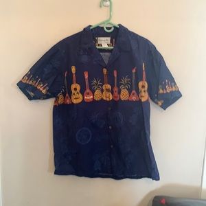 Men’s Bishop St. apparel Casual SS Button Down Cotton Shirt with Guitars